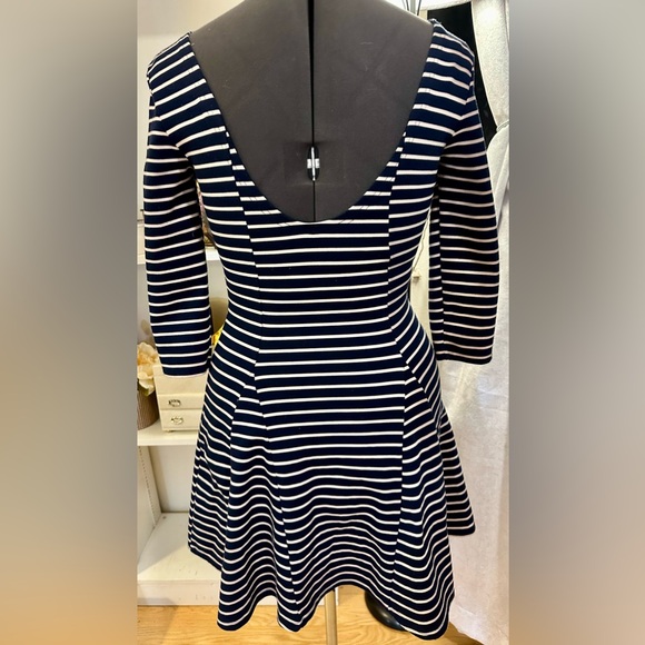 Free People Navy Peachy Cream Striped Lace Appliqué Open Back Mini Dress Size S - Picture 7 of 12